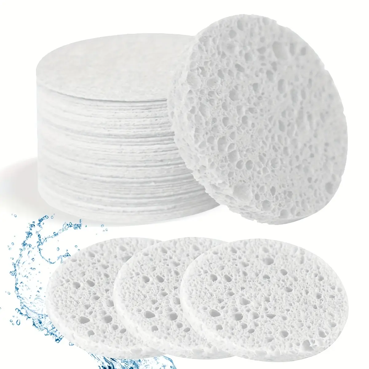 Miếng bọt biển mặt tự nhiên, 30 gói, 100% không gây dị ứng, dành cho mọi loại da, Không có hương thơm, Không có cồn, Unisex, Thích hợp cho người lớn, Thích hợp để tẩy trang, Làm sạch hàng ngày, Tẩy tế bào chết, Chăm sóc da Skincare