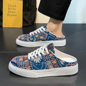 Giày Vải, Dành Cho Nam Giới, Phong Cách Mùa Hè, Hợp Xu hướng, Thể Thao, Thoáng Khí, Giày Thể Thao, Dễ Phối Đồ, Thiết Kế Hở Lưng, Kiểu Lười, Dép Lười
