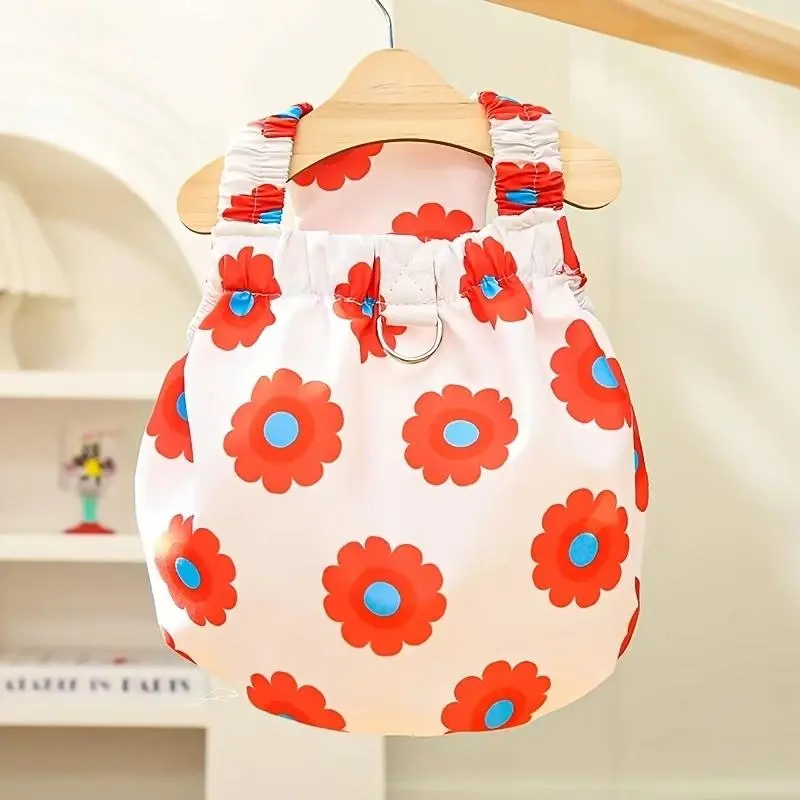 Floral Print Pet Dress, 1 Count Cute Pet Clothes for Small Medium Dogs & Cats, Fashionable Pet Clothing for Daily Wear 6
