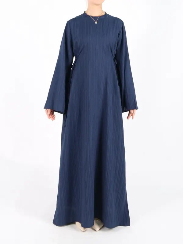 Women's Plain Tie Front Flounce Sleeve Dress, Elegant Long Sleeve Round Neck Dress for Spring & Fall, Women's Clothing for Daily Wear, Modest Clothes 3