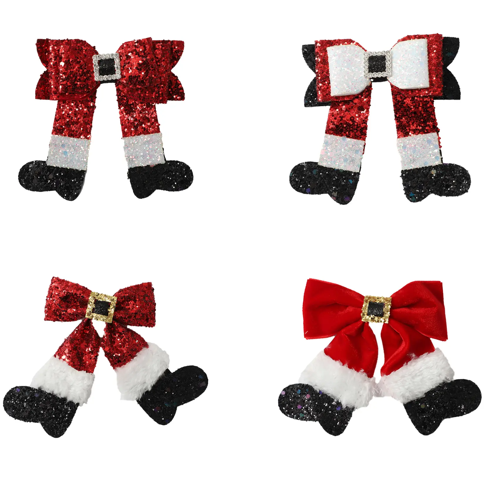 Jelory Girls Christmas Hair Clip Sparkly Sequin Big Hair Bow Hairpin Glitter Xmas Stockings Barrettes