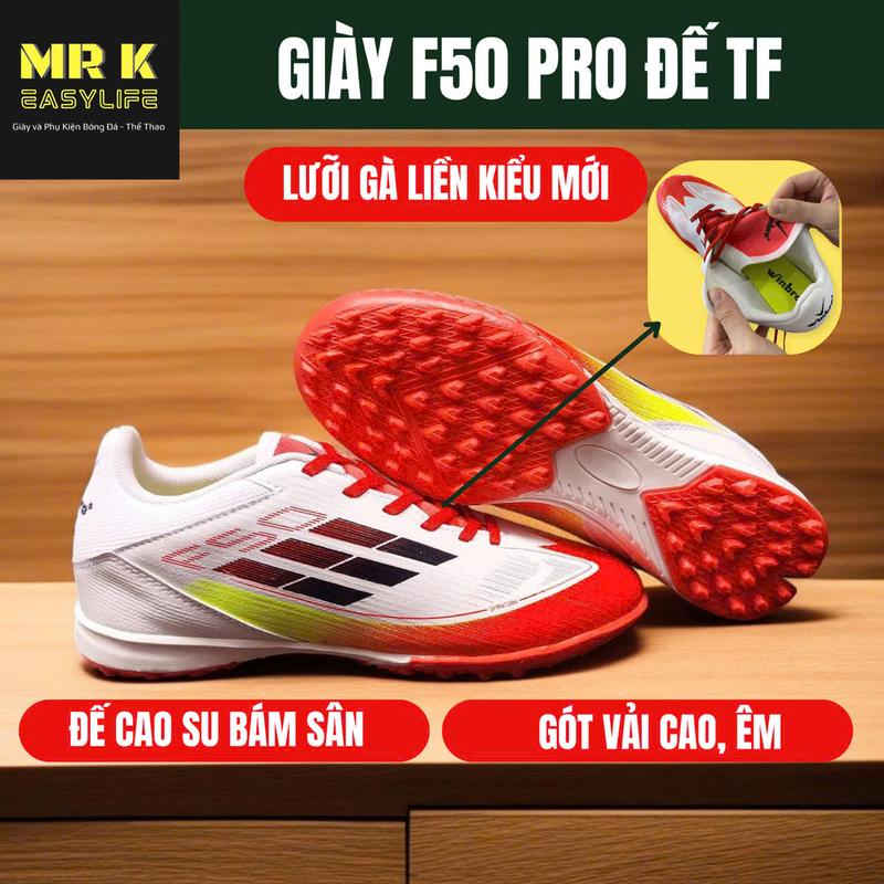 [Lùi 0,5 size] Giày Đá Bóng Nam F50 PRO TF, đế cao su TF, khâu full đế, êm, tặng kèm tất + dây phối màu, Sport, Đá Banh sân cỏ nhân tạo, thể thao, tập thể dục