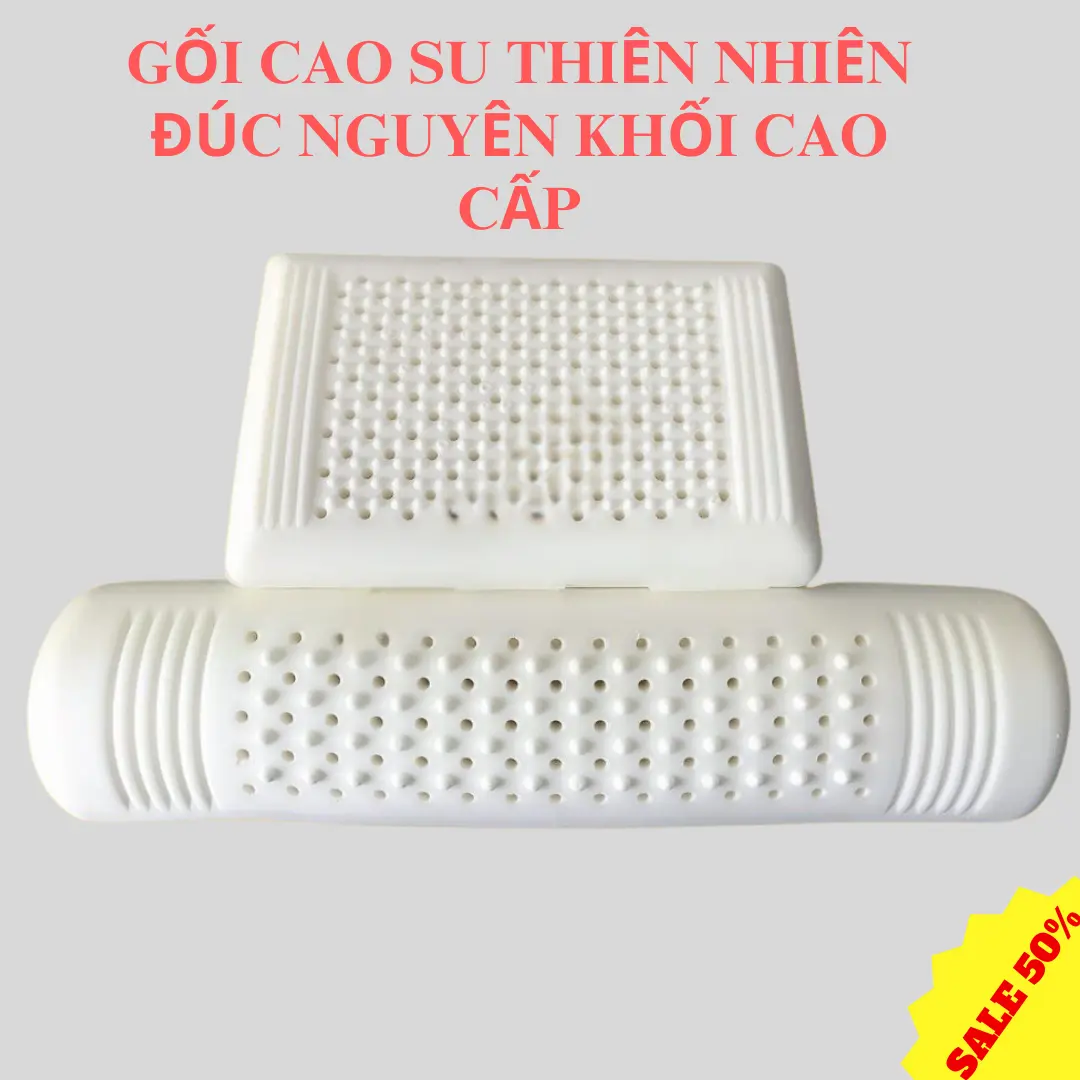 Gối cao su đúc nguyên khối, không màu không mùi - Gối Nằm, Gối Ôm Cao Su Thiên Nhiên Cao Cấp