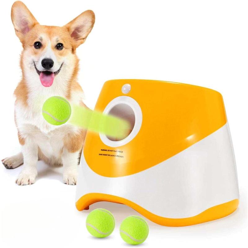 TikTok Shop Automatic Dog Ball Launcher Ball Launcher for small Dogs with 3 Tennis Balls Interactive Indoor Outdoor Dog Toys Dog Ball Thrower Machine Orange