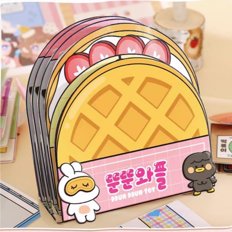 Waffle Design DIY Sticker Book for Boys & Girls, DIY Waffle Bread Sticker Book Quiet Book for Fun, Craft Project, Decoration for Home 2
