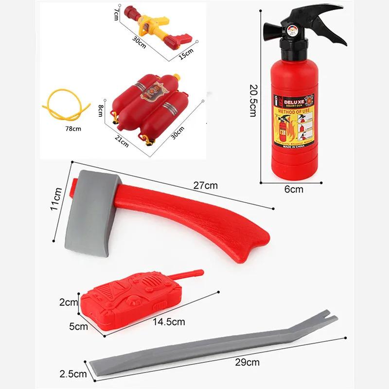 Kids Firefighter Costume Toddler Fireman Dress Up Halloween Cosplay Career Suit with Hose and Whistle Party Birthday Gift 3