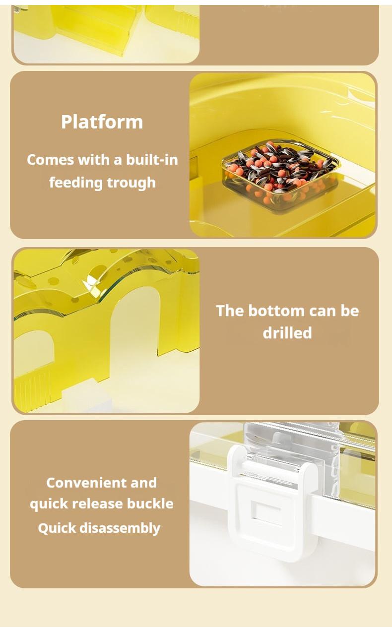 Product Introduction of 【45*28*25cm】SG STOCK Hamster Cage Small Animal With Accessories 360 Viewing Acrylic Hamster Cage Portable Cage 18