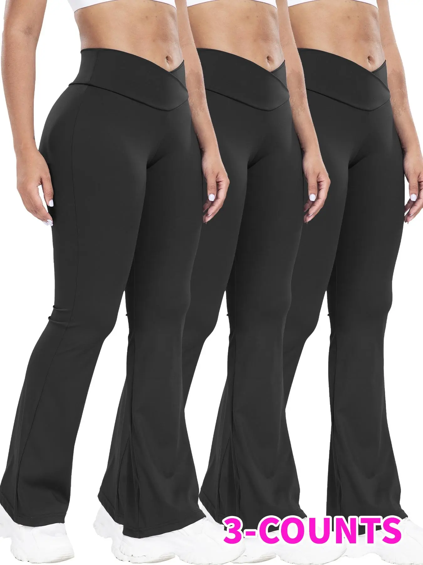 Women's Solid Color Flare Leg Leggings, Casual Comfy High Stretch Bell Bottom Trousers for Yoga Gym Workout, Ladies Bottoms for All Seasons, Sport Pants