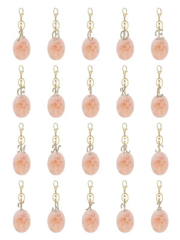 Women's Fashion 26 Letter & Pom Pom Design Keychain, Summer Cute Rhinestone Decor Keychain for Car Keys for Women & Girls, Trendy All-match Accessories As Birthday Gift 2