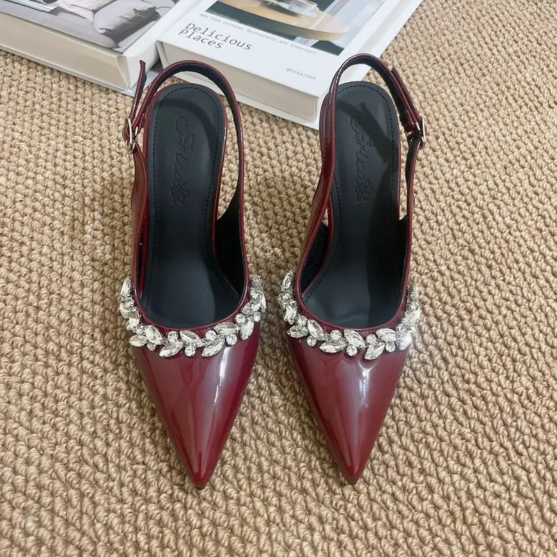 GIÀY MŨI NHỌN ĐÍNH ĐÁ HẠT XOÀN 7P,9P SANG CHẢNH LN2 DéP Shoes Nữ Nhung 5