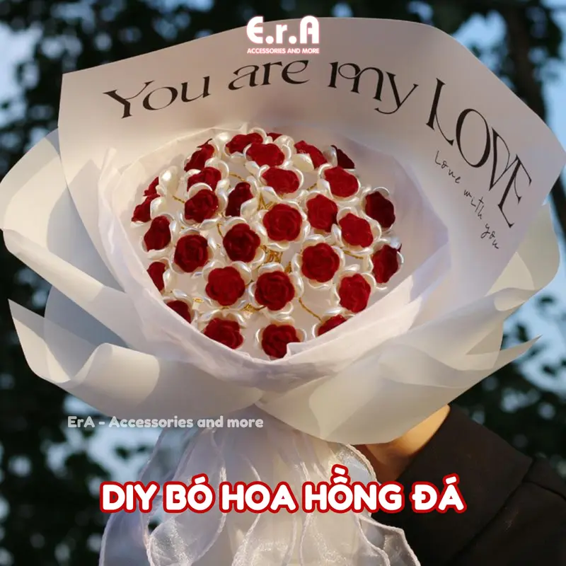 [DIY] Set Tự Làm Bó hoa hồng đá handmade làm quà tặng sinh nhật, tặng Valentine, tặng 8/3 tặng người yêu, mẹ, chị em gái,cô giáo 3