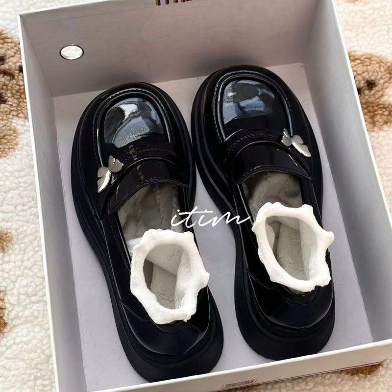 Giày Mary Jane, Giày Lười Phong Cách Anh Quốc Niche, Giày Lười, Dành Cho Nữ, Bề Mặt Đế Dày, Giày Da Muffin Cổ Điển Thời Trang, Mùa Lò Xo Mới 2024 1