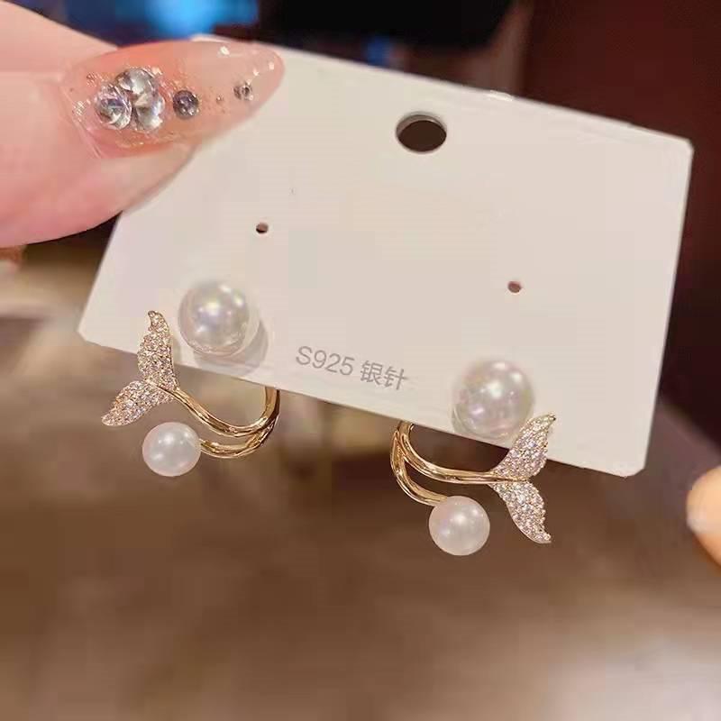 Bông tai nữ thời trang đuôi cá Bluehope giá rẻ mẫu mới nữ tính dễ thương hàn quốc BT28 Khuyên Tai Hoa Tai Voi 6