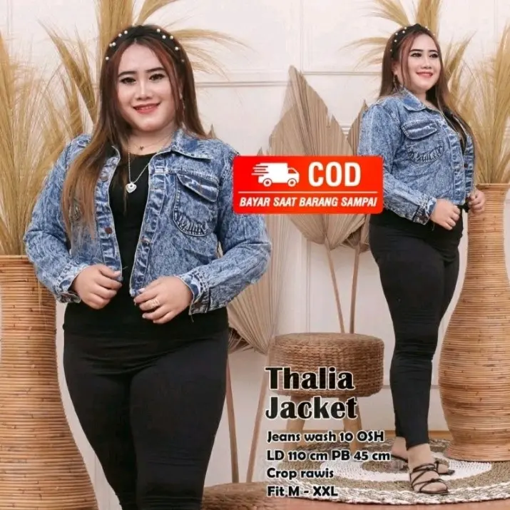 JAKET JEANS CROP OVERSIZE// JAKET JEANS CROP JUMBO// JAKET JEANS JUMBO WANITA// JAKET CROP RAWIS JUMBO Wanita 1