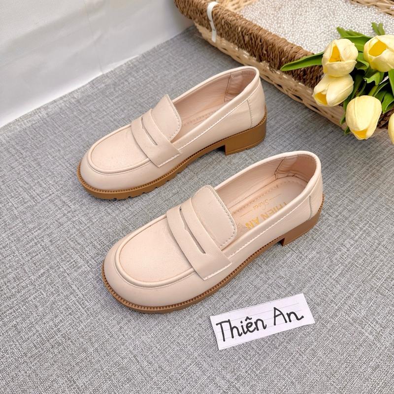 giày nữ dáng lười trơn bản da cao cấp Thiên An (form  1.5)TA19 Shoes Women