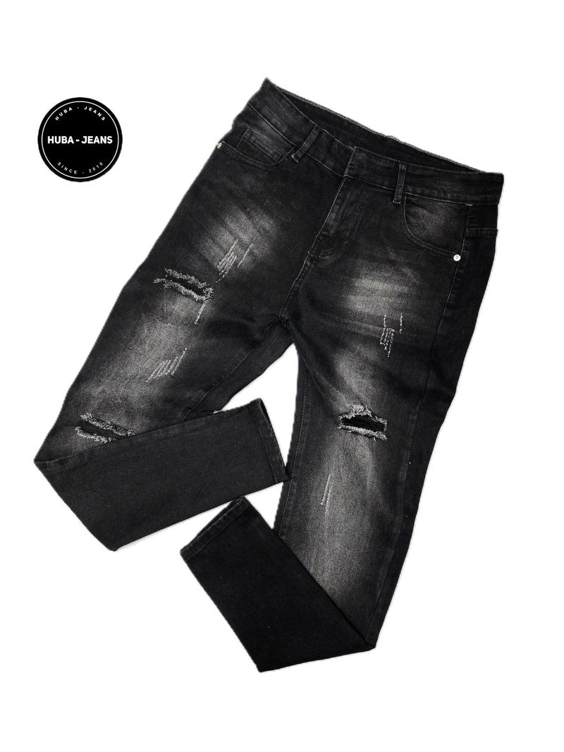 Product Introduction of Quần jeans nam HUBA-JEANS đen wash rách gối Menswear Pants Denim Có Túi 8