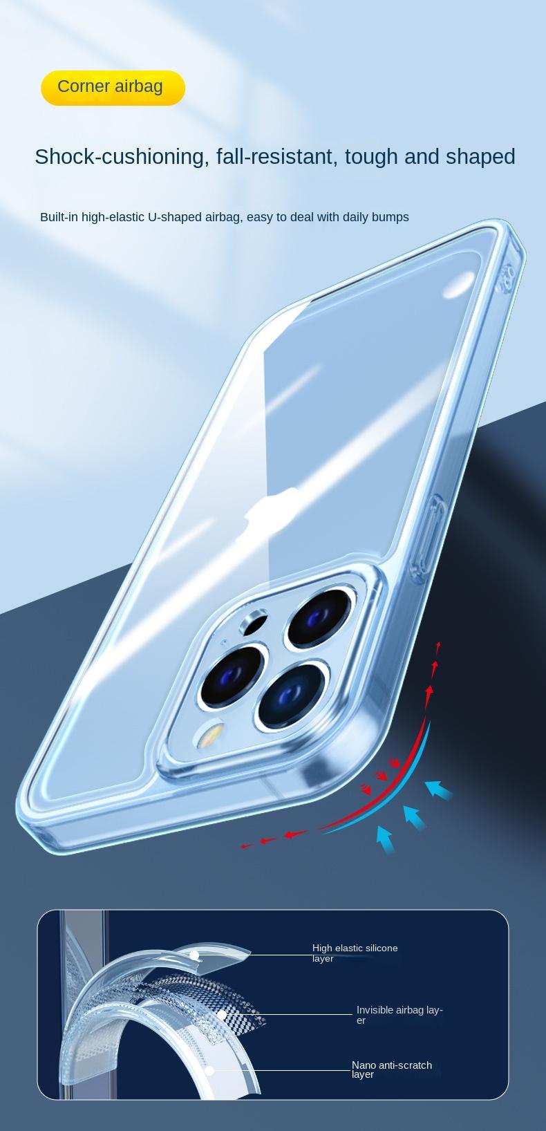Product Introduction of Apple 16/15/14/13/12/11/X Phone Case Iphone15pro Transparent Soft Case 14pro Four-Corner Drop-Resistant Ultra-Thin 13pro12 Protective Case Drop-Resistant 20