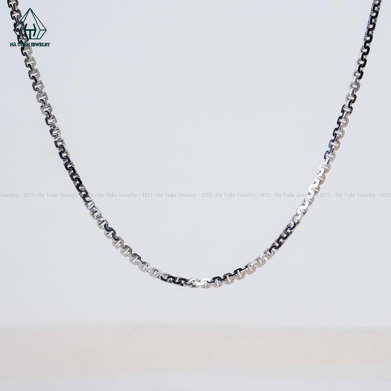   Hà Tuấn Jewelry   Dây Chuyền Hộp Lớn Bạc 925  Xi Kim Đường Kính 2.5mm NCX008 