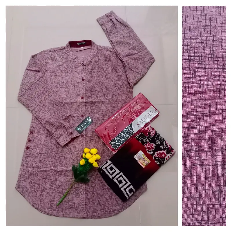 Stelan Tunik Hara Motif Abstrak + Sarung Gloyor Tebal + Hijab Baju Katun Muslim Wanita 6