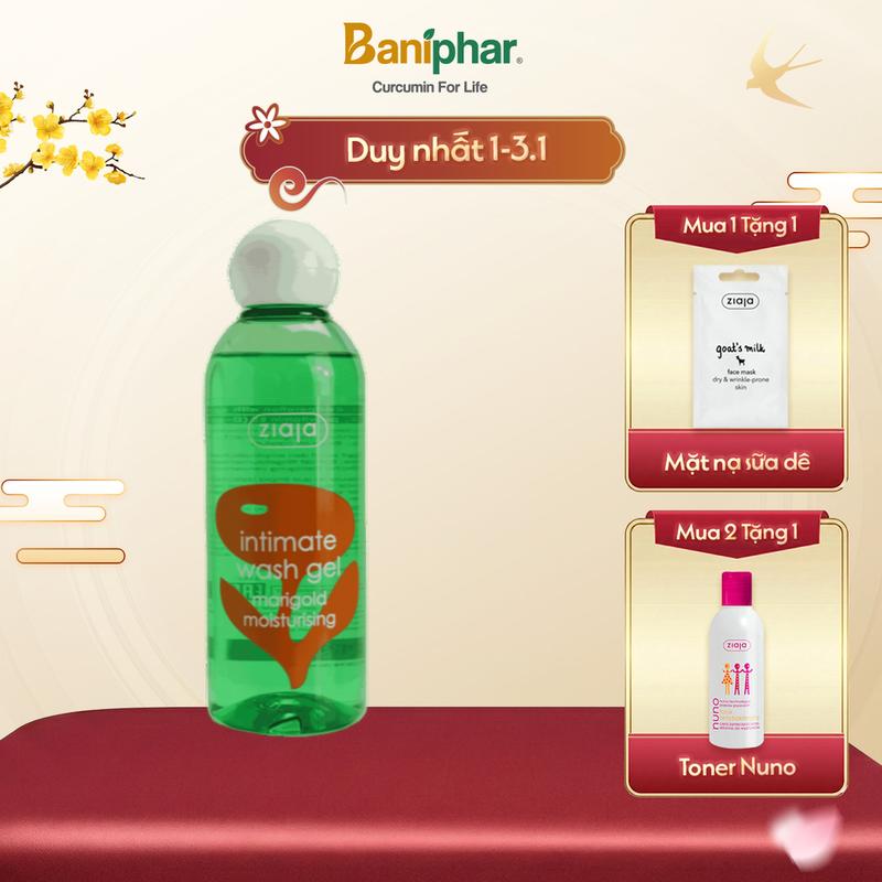 Dung dịch vệ sinh phụ nữ Intimate Ziaja Cúc Vạn Thọ thơm mát dịu nhẹ cân bằng pH tự nhiên dưỡng ẩm sâu 200ml