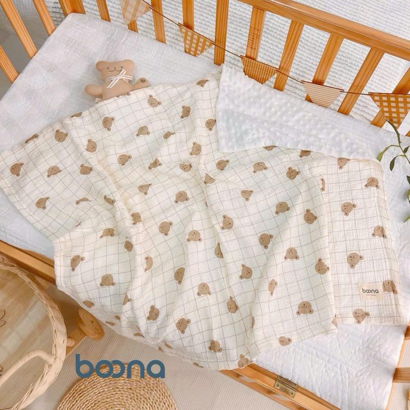 Product Introduction of [BOONA] Chăn Nhung Hạt Đậu Mặt Vải Muslin Boona Cao Cấp, Mền Đắp Hoạ Tiết Hàn Quốc Mềm Mại, Ấm Áp Cho Bé KT 80x100cm 7