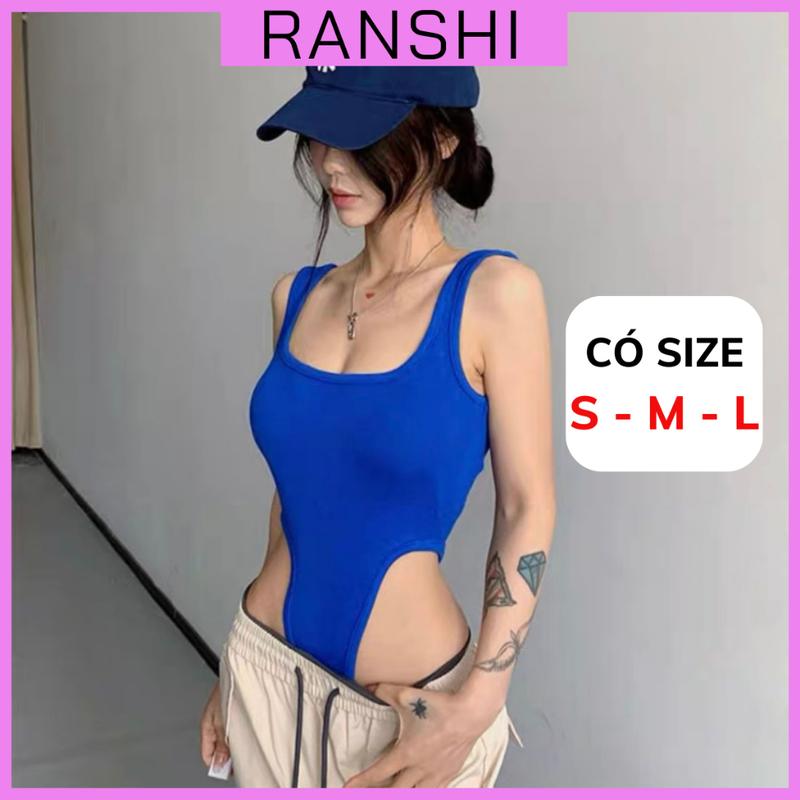 Áo Bodysuit Hai Dây SẴN MÚT NGỰC RANSHI Bodysuit Nữ Thiết Kế Hở Ngực Khoét Eo Cao Hack Dáng Chất Thun Tăm Mát Bodysuit Đi Biển - RBS038 Nữ Women Top