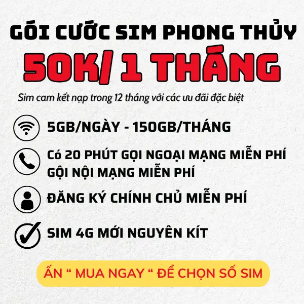 Sim 2 Số Tự Nhiên Phong Thủy, Sim số đẹp đầu 05 Vietnamobile 5GB data 1Ngày trả trước cam kết 50k 1 tháng đăng ký chính chủ miễn phí 2