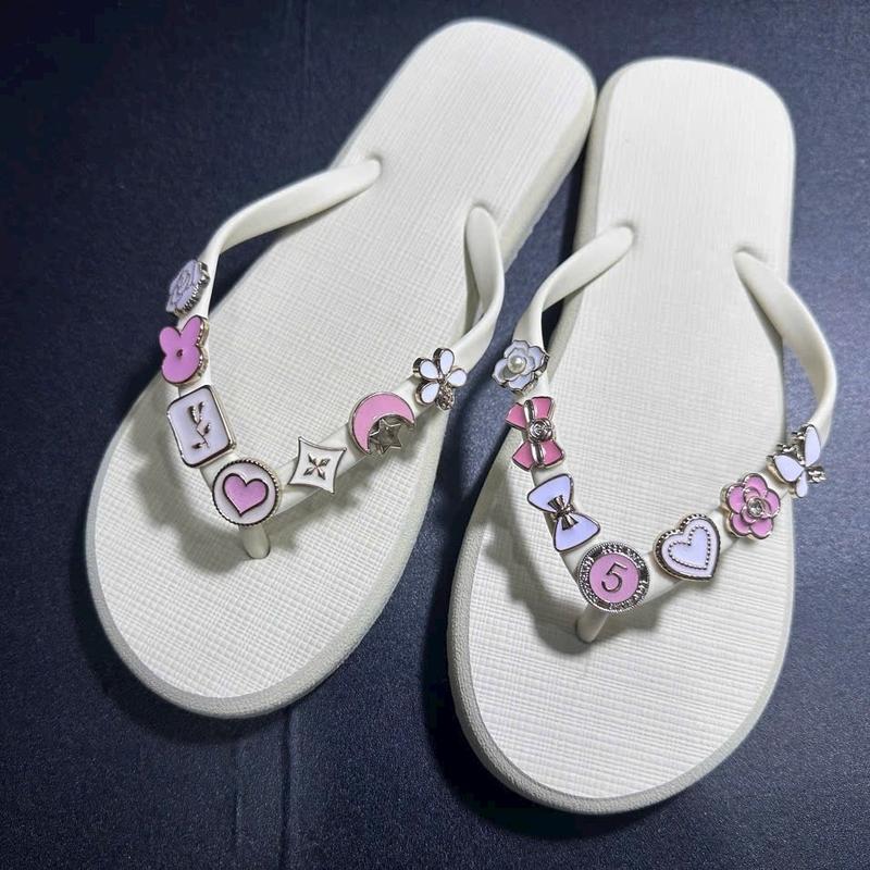 Dép xỏ ngón charm ngẫu nhiên TRẮNG HỒNG-ĐEN HỒNG-TRẮNG ĐEN-MIN sang chảnh DéP Nữ 8