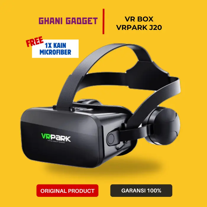 VR Box Virtual Reality Glasses Headset with Headphone Kacamata Games Headset HP Smartphone Android iPhone iOS Universal- VRPARK J20 Original Plastik