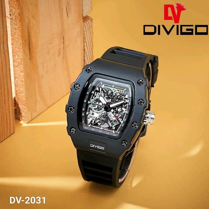 jam tangan pria divigo dv 2031 analog sport strab rubber tanggal aktif 4