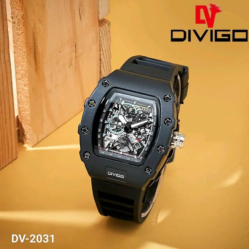 jam tangan pria divigo dv 2031 analog sport strab rubber tanggal aktif 4