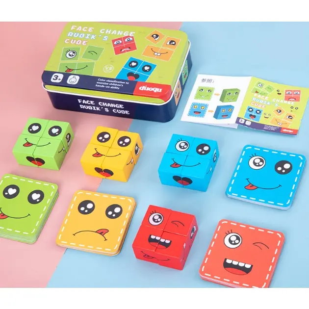 Mainan Edukasi FACE CHANGE RUBIK'S CUBE (TANPA BELL) / Mainan Ekspresi Anak / Face Changing Cube 2