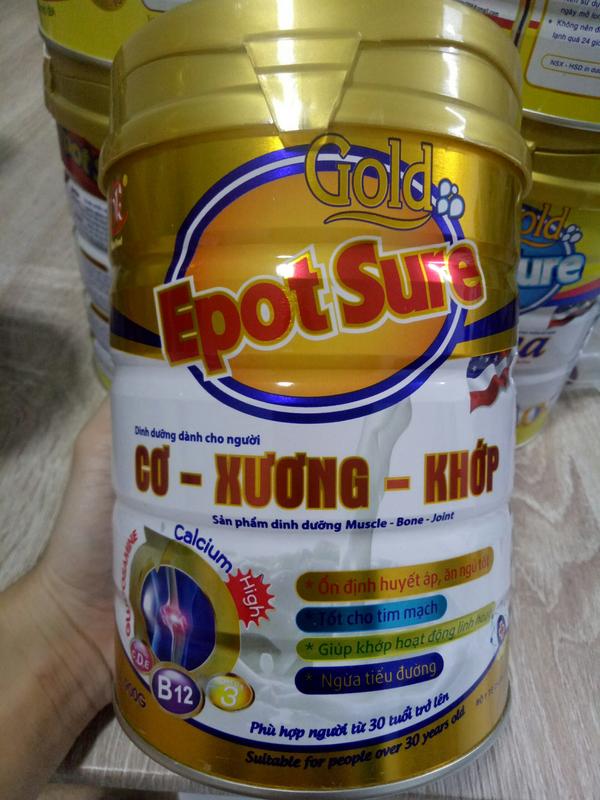Sữa Epot Sure Gold Cơ Xương Khớp lon 900g, dành cho người đau nhức khớp, ngừa tiểu đường