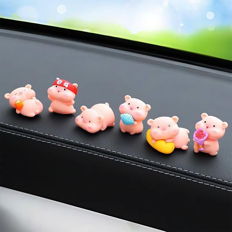 COMBO Bộ 6 Chú Vịt Vàng Và 6 Chú Heo Hồng Trang Trí Nội Thất Ô Tô, Trang Trí Bảng Điều Khiển Taplo Xe Hơi 9