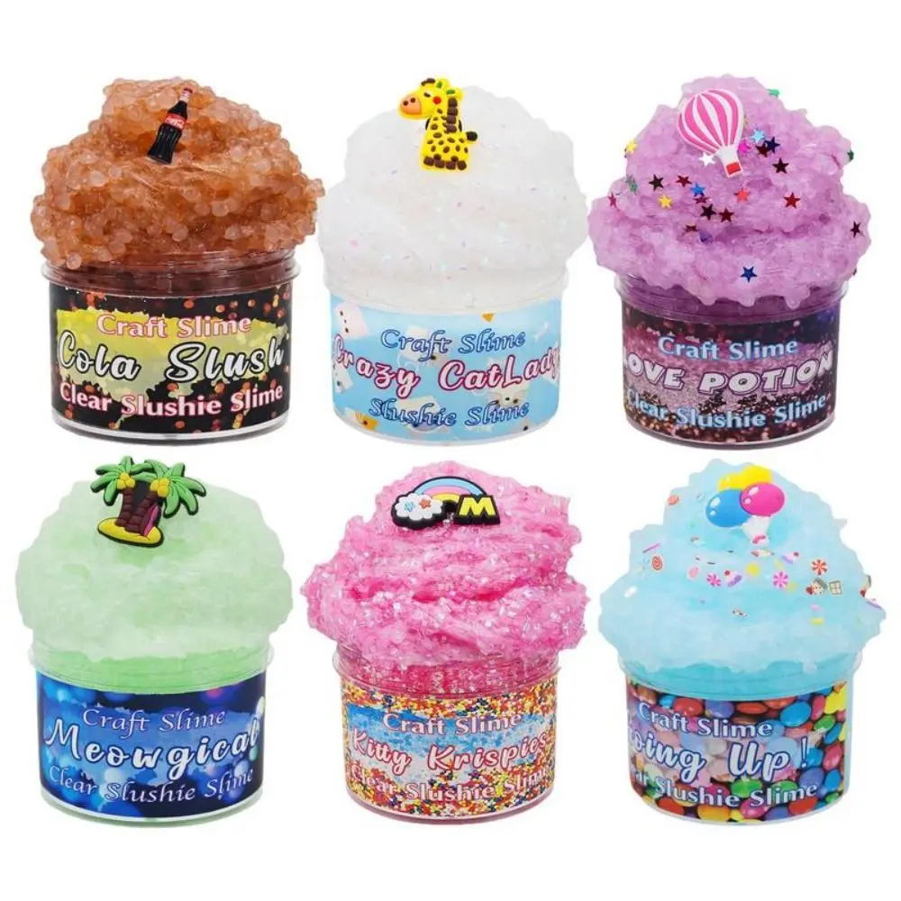 Soft Stretchy Clear Clay Interactive Scented Toy Sludge Toys Soft Rainbow Clay Non-Sticky 70ml Clear Slime Crunchy Slime for For Kids Gifts