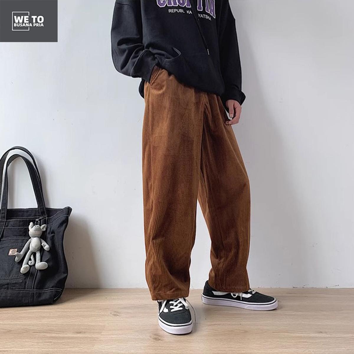 Celana corduroy pria celana gombrang pria oversize celana korduroy pria celana kasual Warna Moca unisex M-3XL Panjang Dewasa Cowok Celana corduroy pria celana gombrang pria oversize celana korduroy pria celana kasual Warna Moca unisex M-3XL Panjang Dewasa Cowok