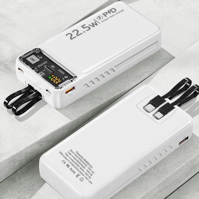 [TẶNG CÁP SẠC] Sạc Pin Dự Phòng TZ100 30.000mah Tặng cáp 4 in 1 Sạc Nhanh PD22.5W Tích Hợp 2 Dây Sạc - SP01 Titan sạc  dự 100w