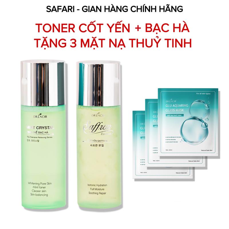 Toner Bạc Hà / Toner Cốt Yến DrLacir 100ml - Tặng 3 mặt nạ thủy tinh