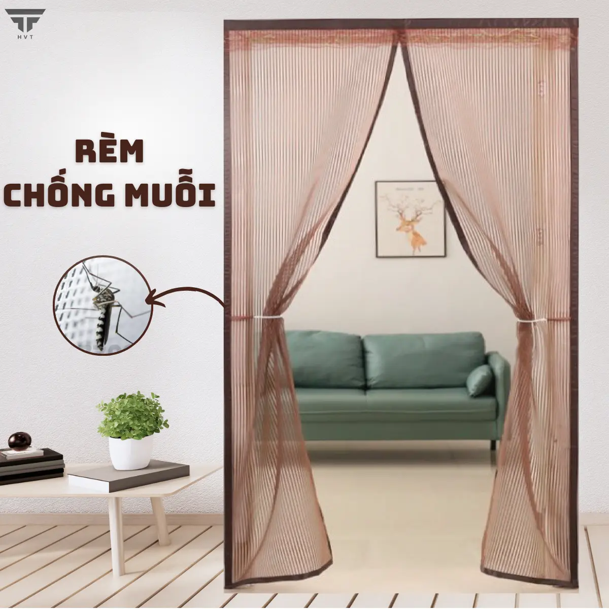 Rèm Chống Muỗi Dán Tường Có Nam Châm Tự Đóng Cửa Ra Vào Kích Thước 90x220cm, Lưới Sợi Thủy Tinh Chặn Muỗi, Chặn Côn Trùng Gây Hại