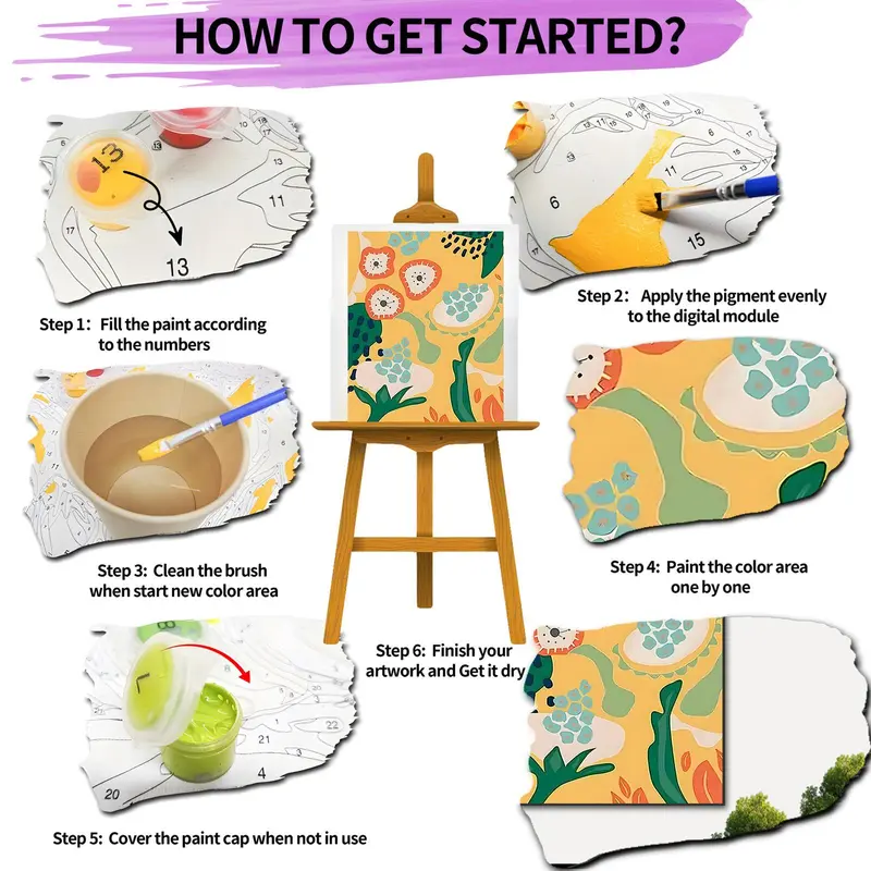 Cartoon Pattern DIY Painting Kit without Frame, 1 Set DIY Painting By Numbers Kit, Wall Art Decoration for Home Living Room Bedroom 4