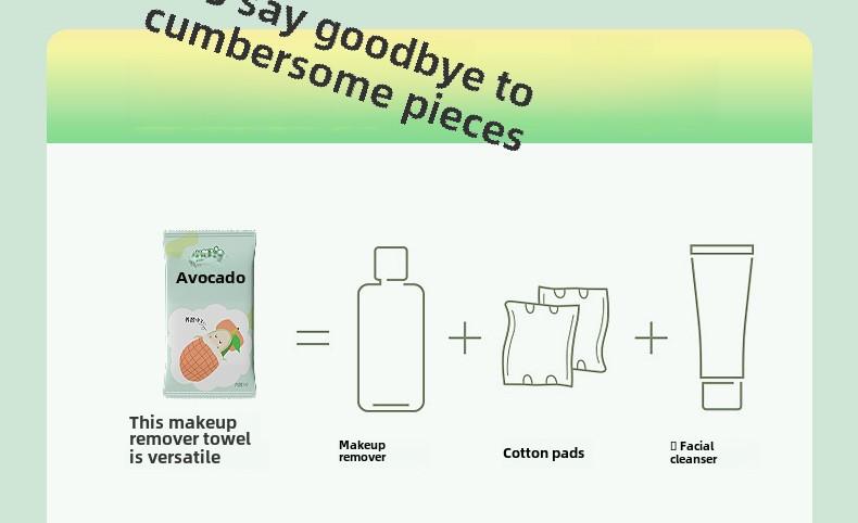 Product Introduction of Avocado Plant Essence Makeup Remover Wipes Lazy Cleansing Makeup Remover Eye Lip Makeup Disposable Wet Wipes Cotton Wipes Easy to Use, Convenient and Clean kirkland  toilet  paper 8
