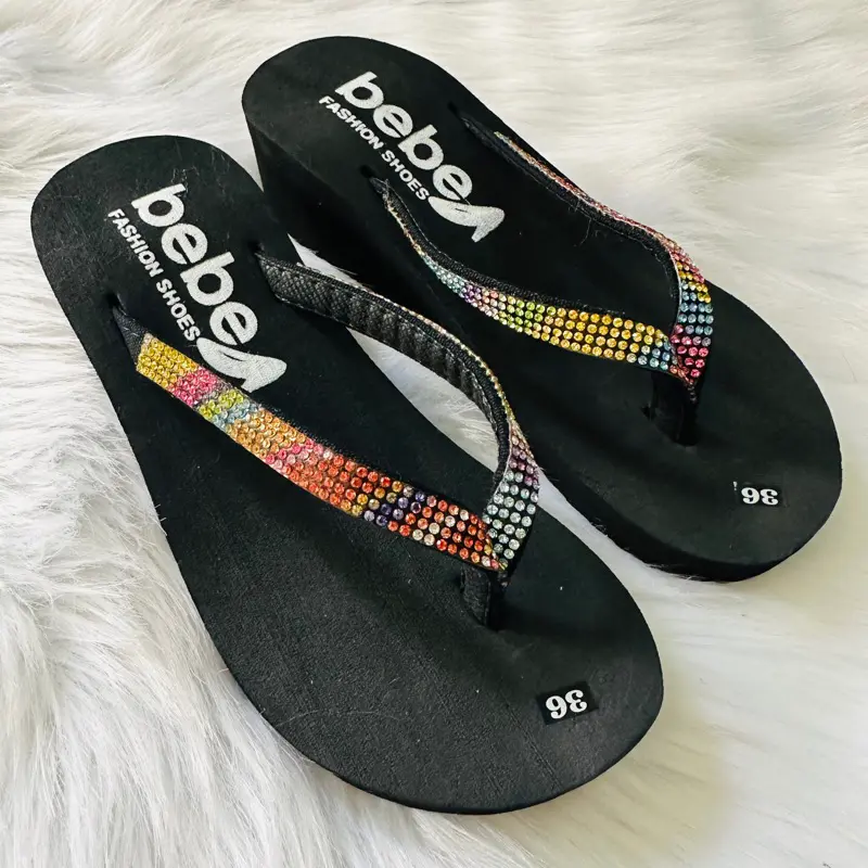 Dép kẹp nữ cao gót 5cm-7cm đính cườm 7 màu thời trang bebe siêu hot
