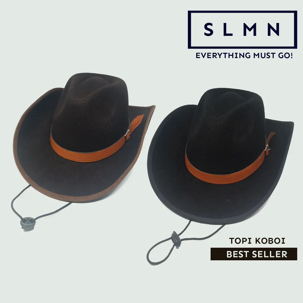 Topi Koboy High Class Koboi bludru fedora Cowboy laken tali gesper Hitam Coklat Dewasa