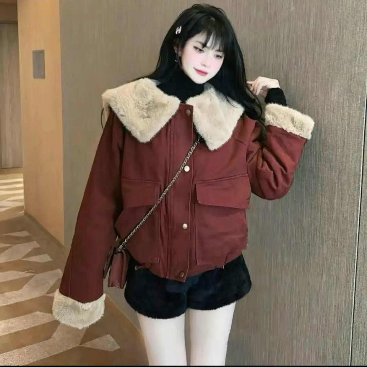 [XẢ KHO QC] Áo Khoác Kaki Lót Lông Tho ,Phối Cổ Lông Mềm Mịn Siêu Xinh.Mã 2772 Women