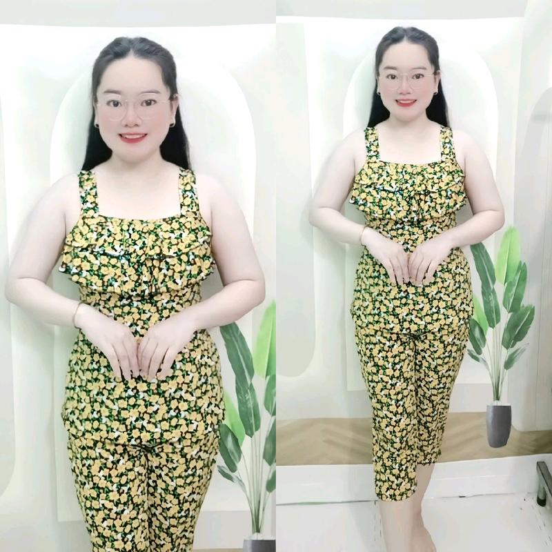 ĐỒ BỘ QUẦN LỬNG qua gối thun ati mềm mịn, áo bèo 2 tầng dễ thương dành cho nữ mặc nhà 1