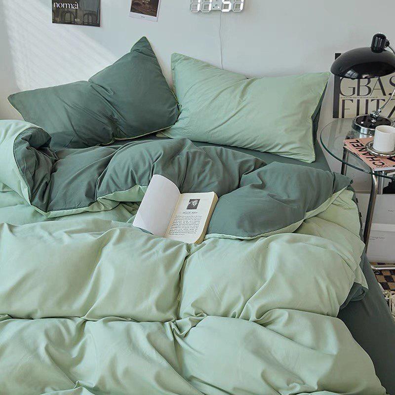 Bộ vỏ chăn ga gối cotton tici LIDACO set 4 món vỏ chăn có khóa kéo, 2 vỏ nằm, ga bo chun theo yêu cầu