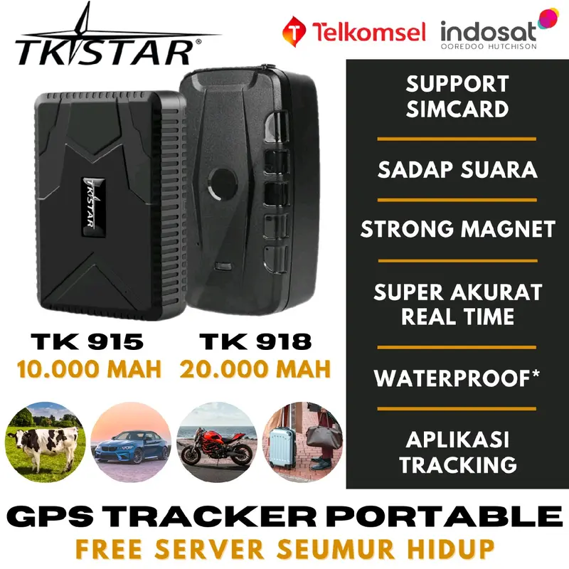 GPS TRACKER PORTABLE TKSTAR TK918 GPS SAPI MOBIL MOTOR ANTI MALING JARAK JAUH Pelacak Jarak akurat 1