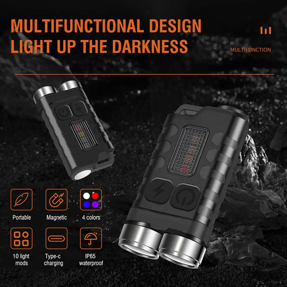 Đèn pin LED dây chuyền chìa khóa mini, XPG, 900LM, Sạc USB, Đèn pin bỏ túi, Pin 500mAh