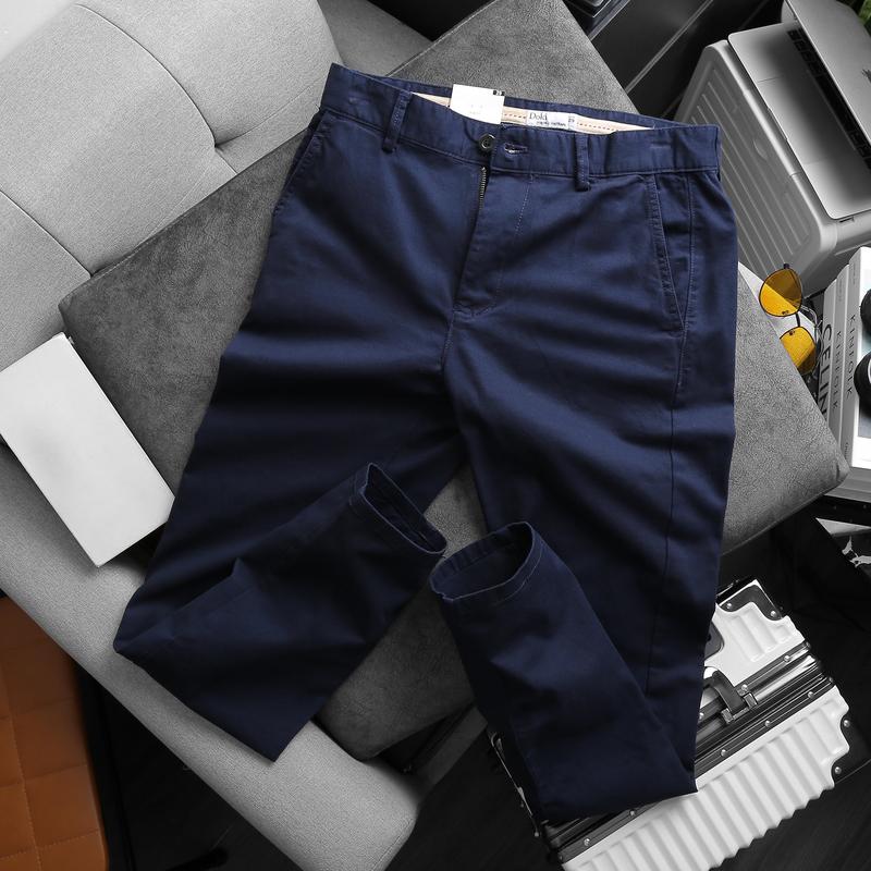Quần Kaki Nam Chất Cotton Dày Dặn, Mềm Mịn, Co Giãn Nhẹ Thoải Mái Màu Xanh Than Menswear Jean Pants Kem 2