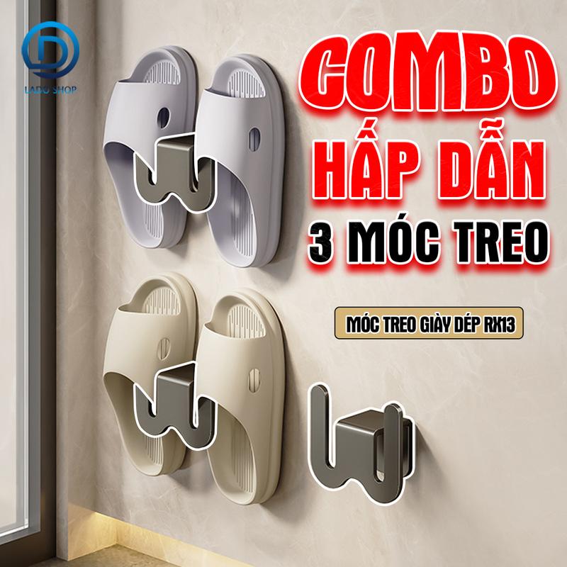 Combo 3 móc treo giày dép RX13 Nhôm anod không rỉ, giá để giày dép dán tường nhà tắm